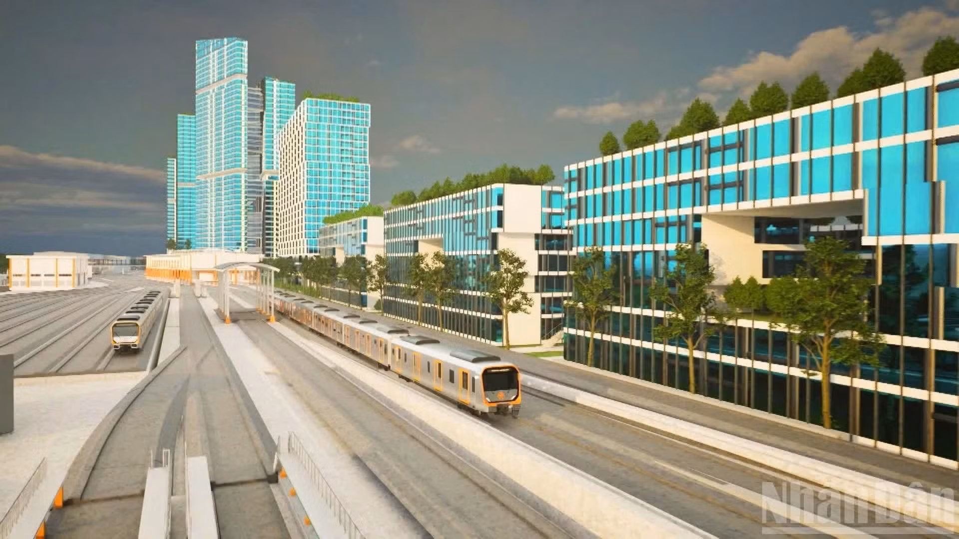 Maqueta de los tres proyectos de viviendas de alquiler y de las cinco líneas de metro de Hanói.