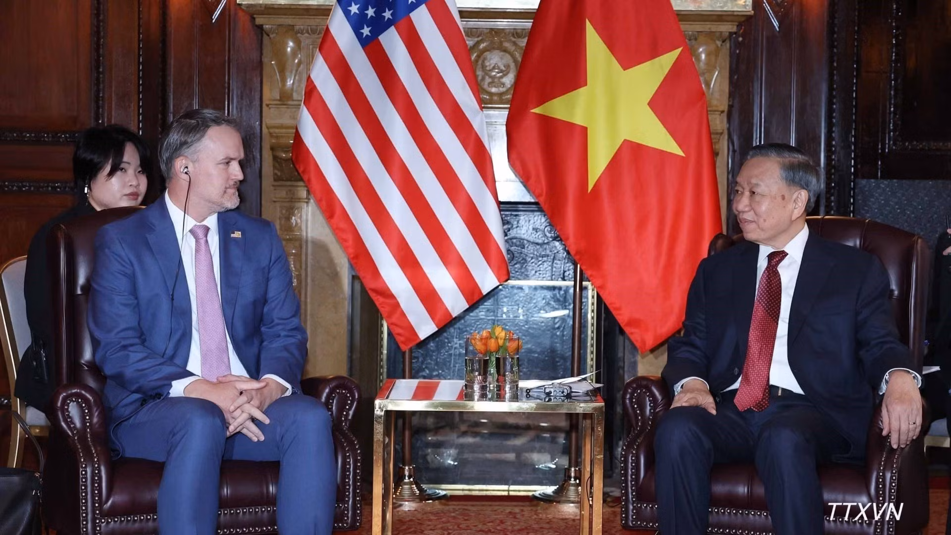 El secretario general del Partido Comunista y presidente de Vietnam, To Lam, recibe al embajador Jamieson Greer, representante comercial de Estados Unidos (USTR). (Foto: VNA)
