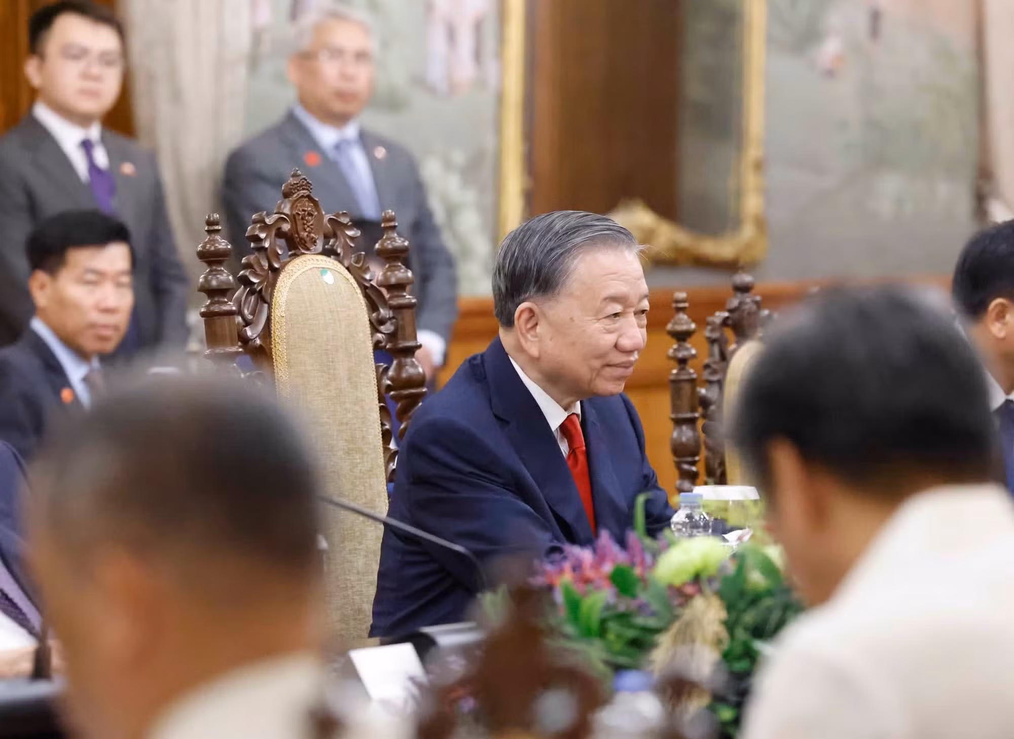El secretario general del Partido Comunista y presidente de Vietnam, To Lam, habla en el acto. (Foto: VNA)