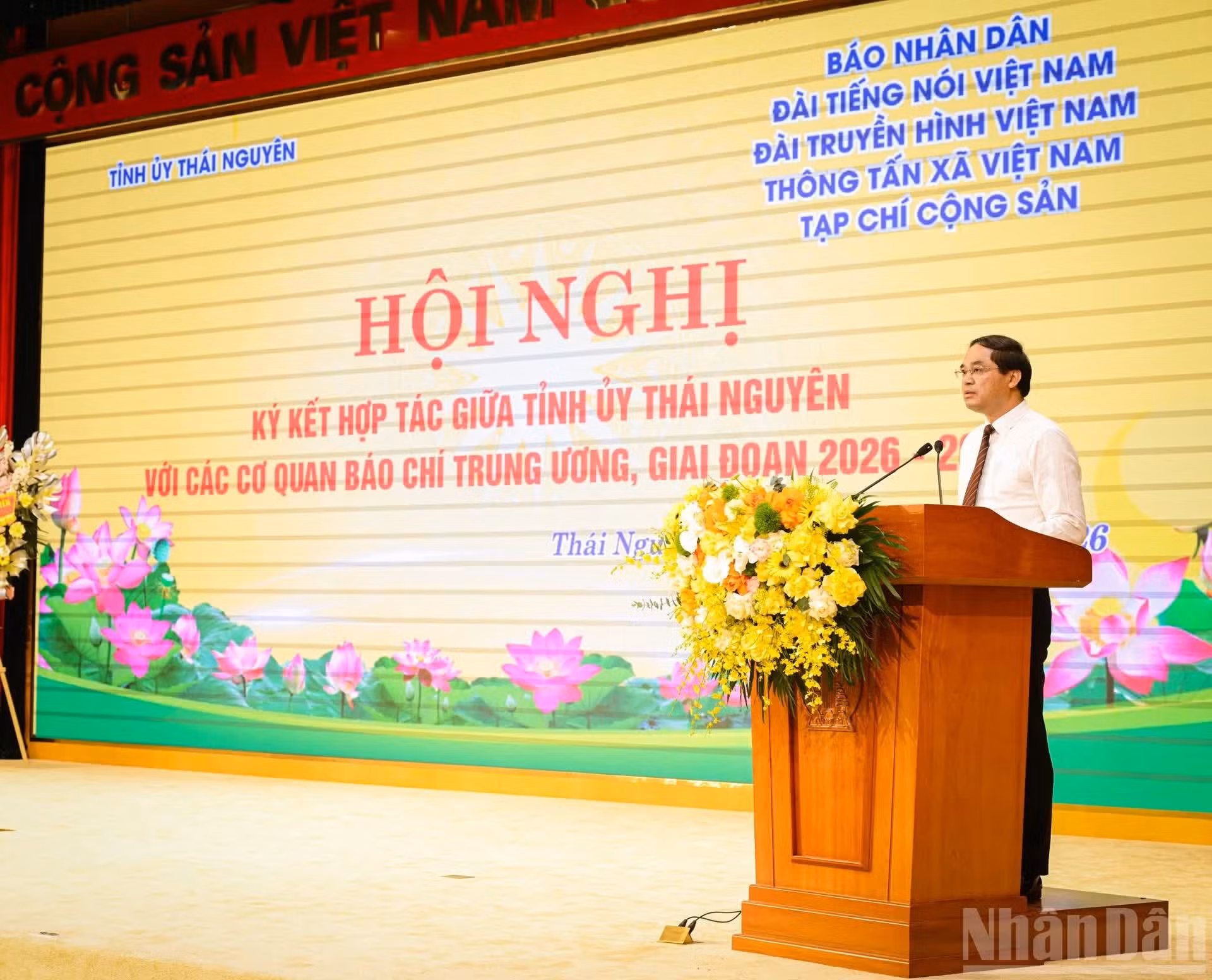 Trinh Xuan Truong, secretario del Comité del PCV en Thai Nguyen, pronuncia un discurso.