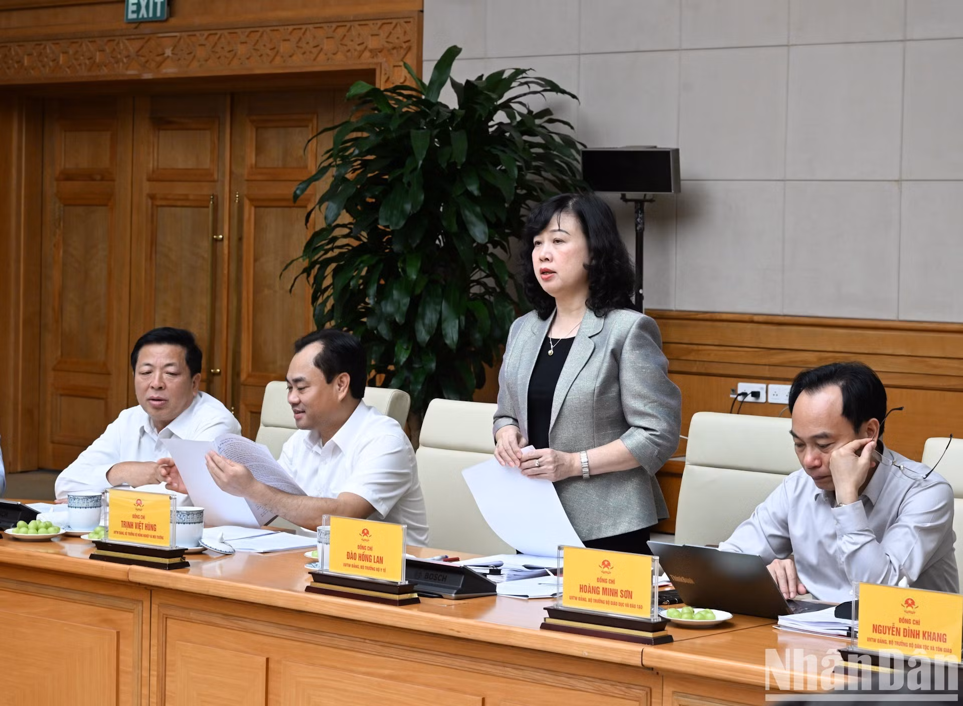 La ministra de Salud Pública, Dao Hong Lan, interviene en la reunión.