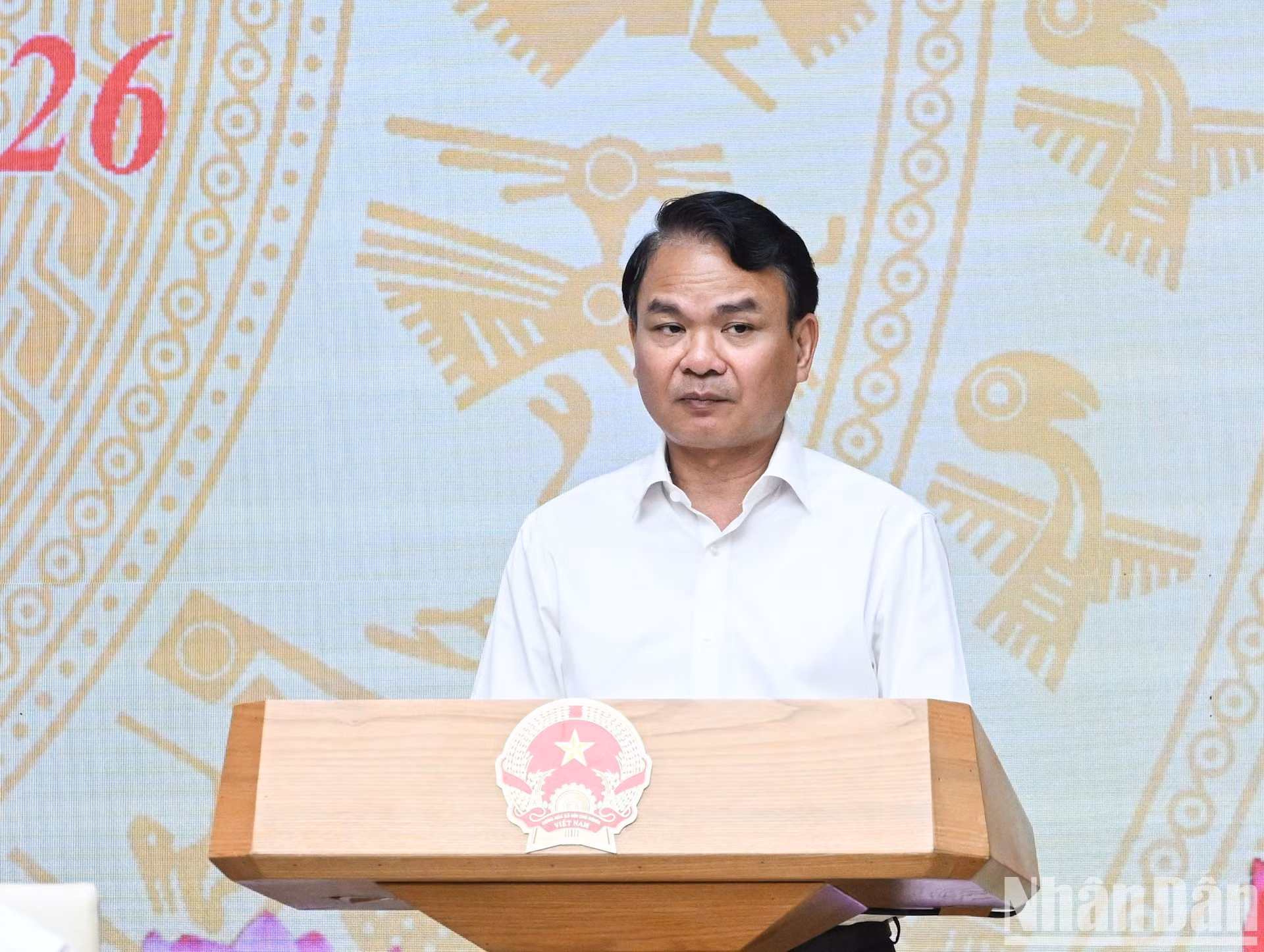 El subsecretario del Comité del Partido, ministro y jefe de la Oficina del Gobierno, Dang Xuan Phong, habla en la reunión.