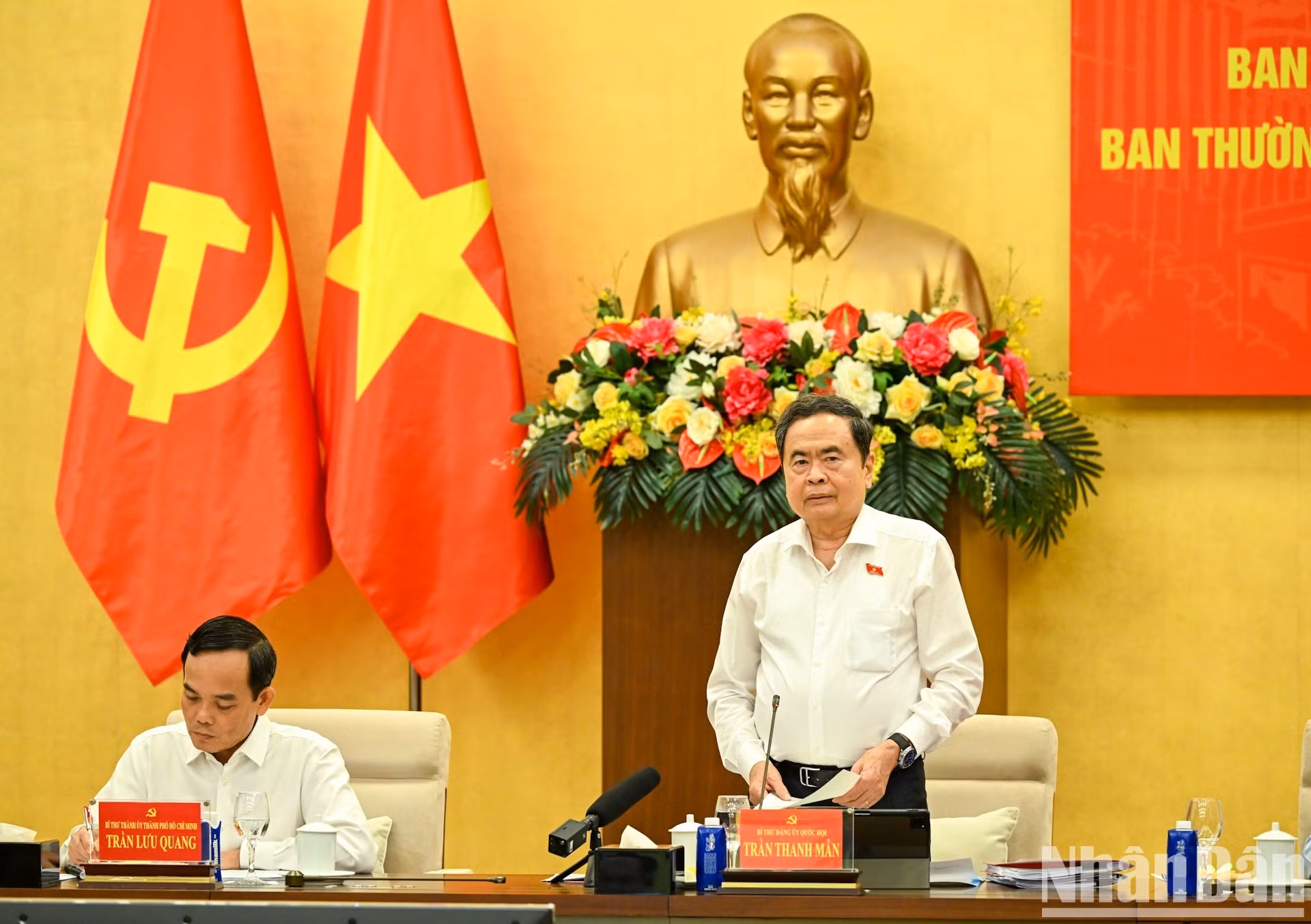 El secretario del Comité del Partido de la Asamblea Nacional vietnamita y presidente del Parlamento, Tran Thanh Man, pronuncia un discurso. (Foto: Duy Linh)