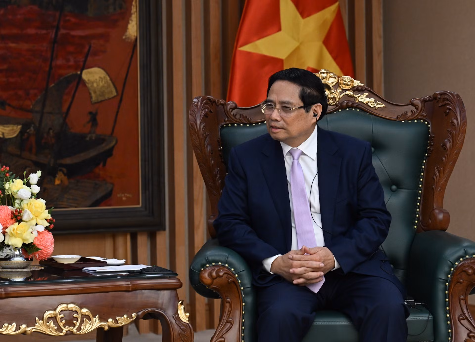El jefe de Gobierno vietnamita habla en el encuentro.