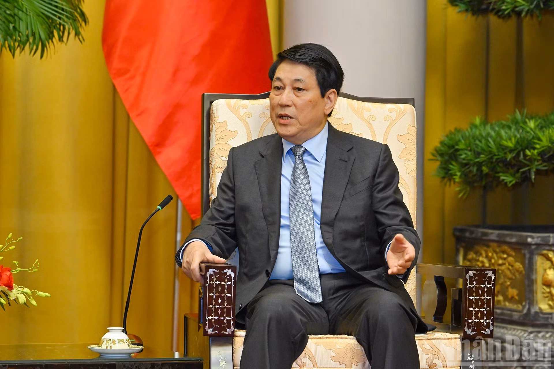 El presidente Luong Cuong interviene en el encuentro.