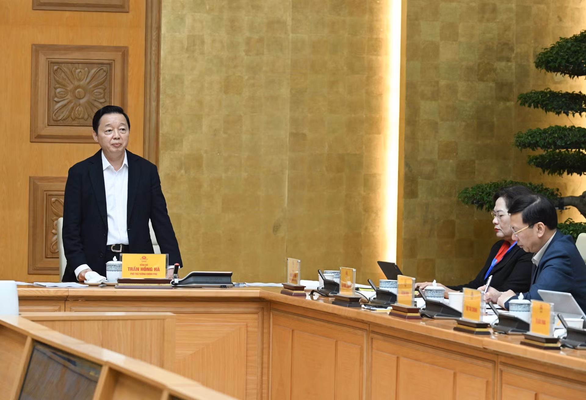 El viceprimer ministro Tran Hong Ha interviene en la cita.