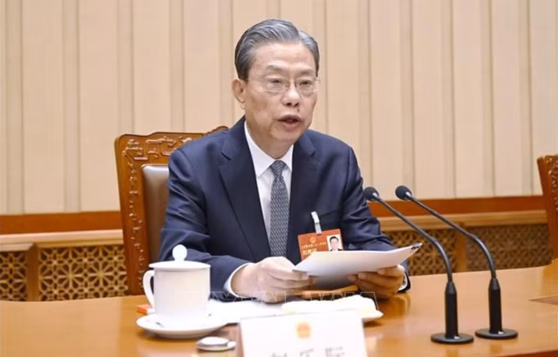 Zhao Leji, miembro del Comité Permanente del Buró Político del Comité Central del Partido Comunista de China y presidente del Comité Permanente de la Asamblea Popular Nacional. (Foto: VNA)