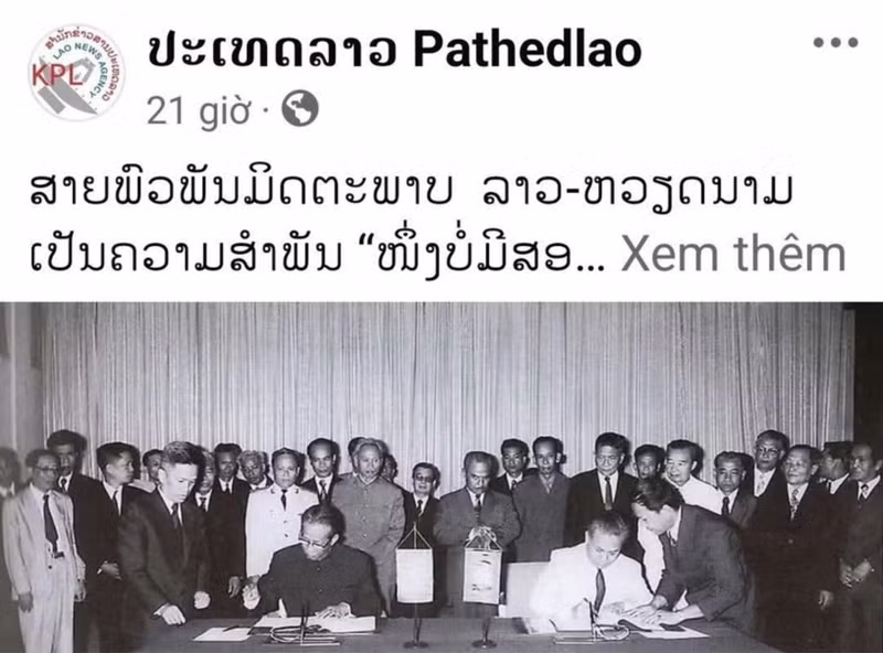 El artículo publicado en el Facebook del periódico Pathetlao. (Foto: VNA)