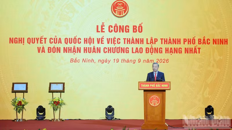 El secretario general del Partido Comunista y presidente de de Vietnam, To Lam, interviene en el evento. (Foto: VNA)