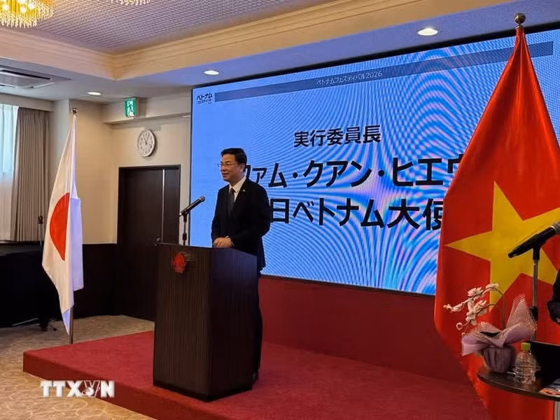 El embajador de Vietnam en Japón, Pham Quang Hieu, habla en el evento. (Foto: VNA)