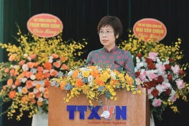 La directora general de la VNA, Vu Viet Trang, habla en el evento (Foto: VNA)