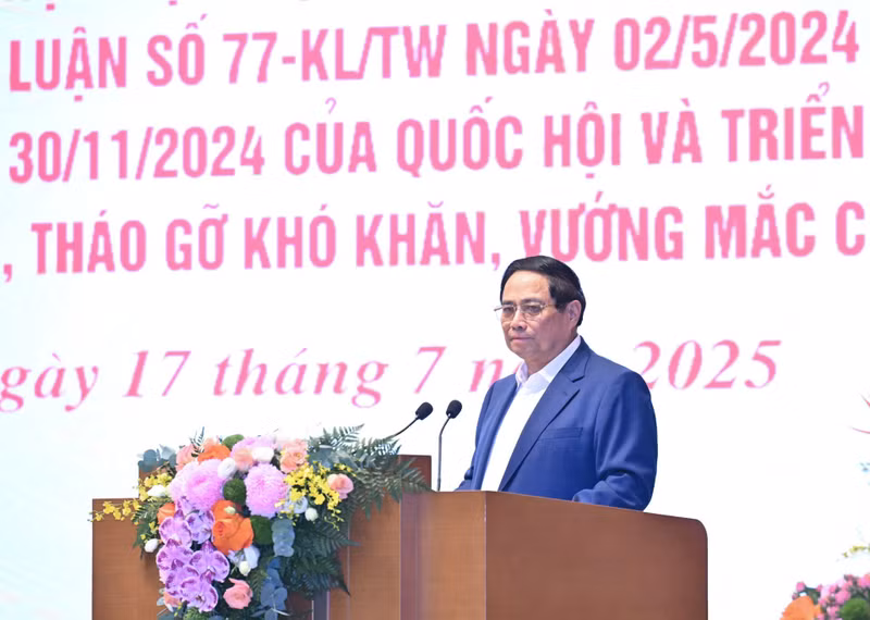 El primer ministro vietnamita, Pham Minh Chinh. habla en la cita. (Foto: Nhan Dan)