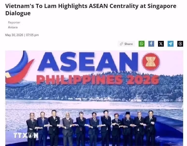 Medios de Indonesia elogian mensaje del líder vietnamita sobre rol central de Asean. Foto: VNA