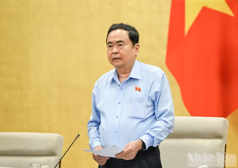 El presidente de la Asamblea Nacional Tran Thanh Man habla en el evento. (Foto: Nhan Dan)