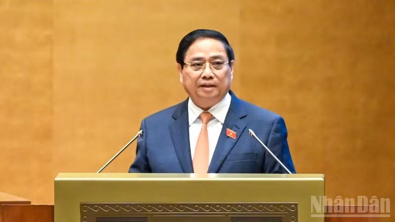 El primer ministro de Vietnam, Pham Minh Chinh, habla en la cita. (Foto: Nhan Dan)