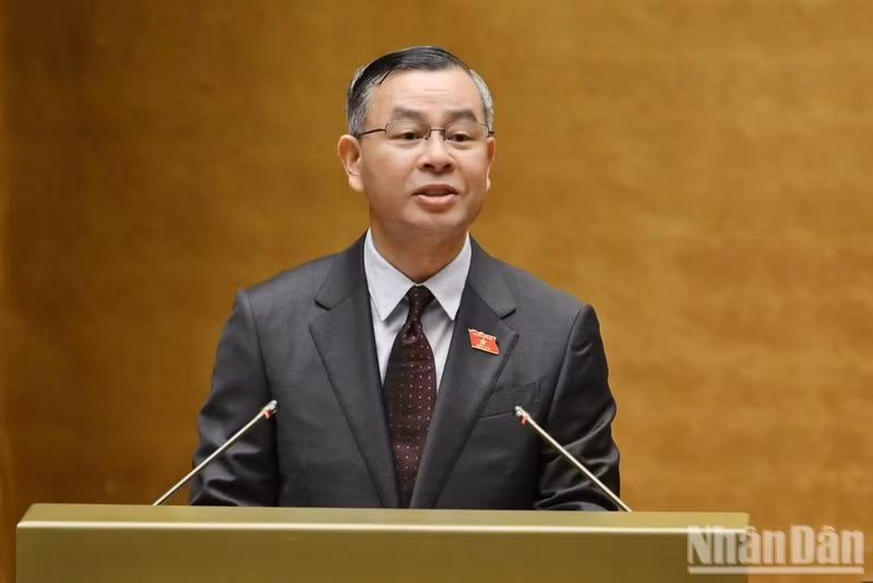 El ministro de Finanzas, Ngo Van Tuan, interviene en la reunión. (Foto: VNA)