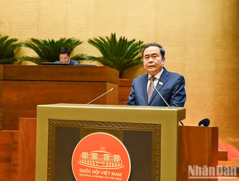 El presidente de la Asamblea Nacional de Vietnam, Tran Thanh Man, en la sesión de cláusura. (Foto: VNA)